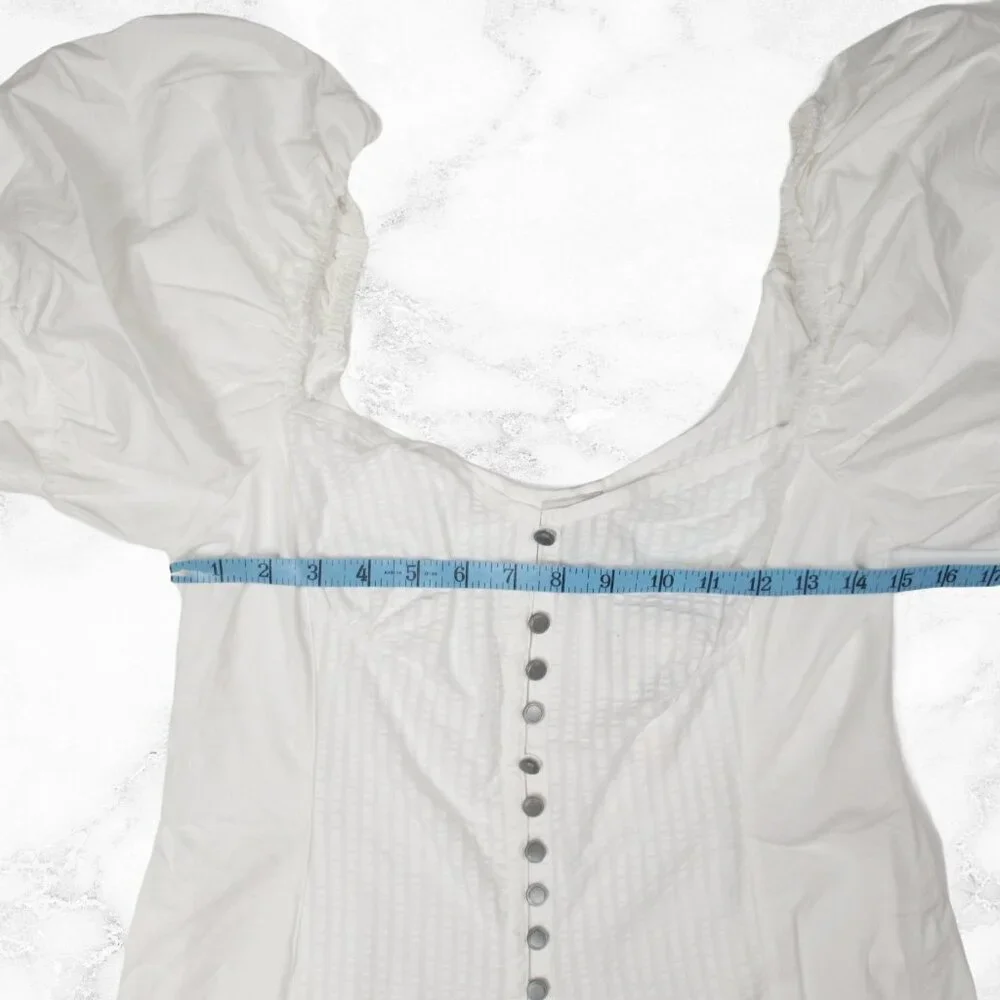 Anthropologie Maeve Puff-Sleeve Sweetheart Top White M
